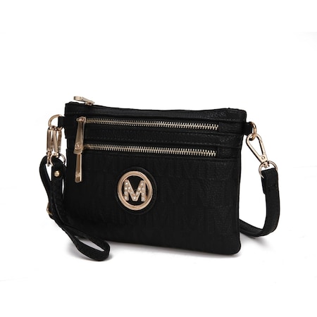 MKF Collection By Mia K. MKF-PU7719BK Roonie Milan M Signature Crossbody Wristlet - Black